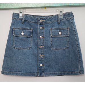 American Eagle Front Button Denim Mini Skirt